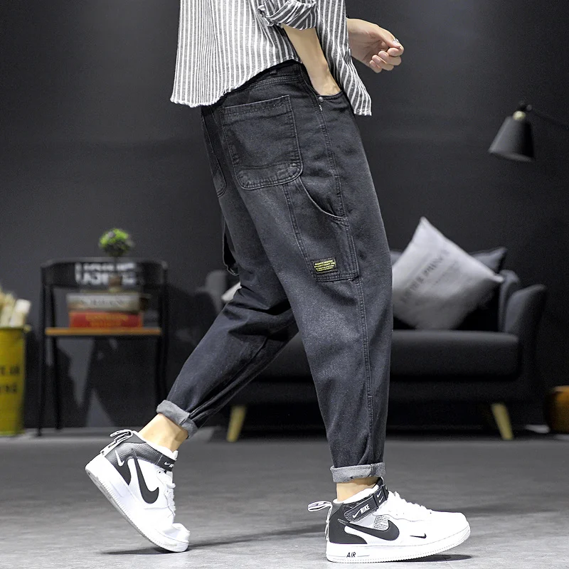 Брюки FAVOCENT осенние мужские модные хлопковые джинсы черные свободные
