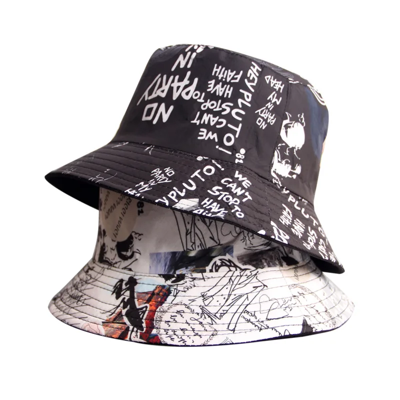 

Summer Letter Graffiti Bucket Hat Women Men Fashion Beach Sun Hats Reversible Bob Chapeau Femme Panama Hat Fisherman Hat
