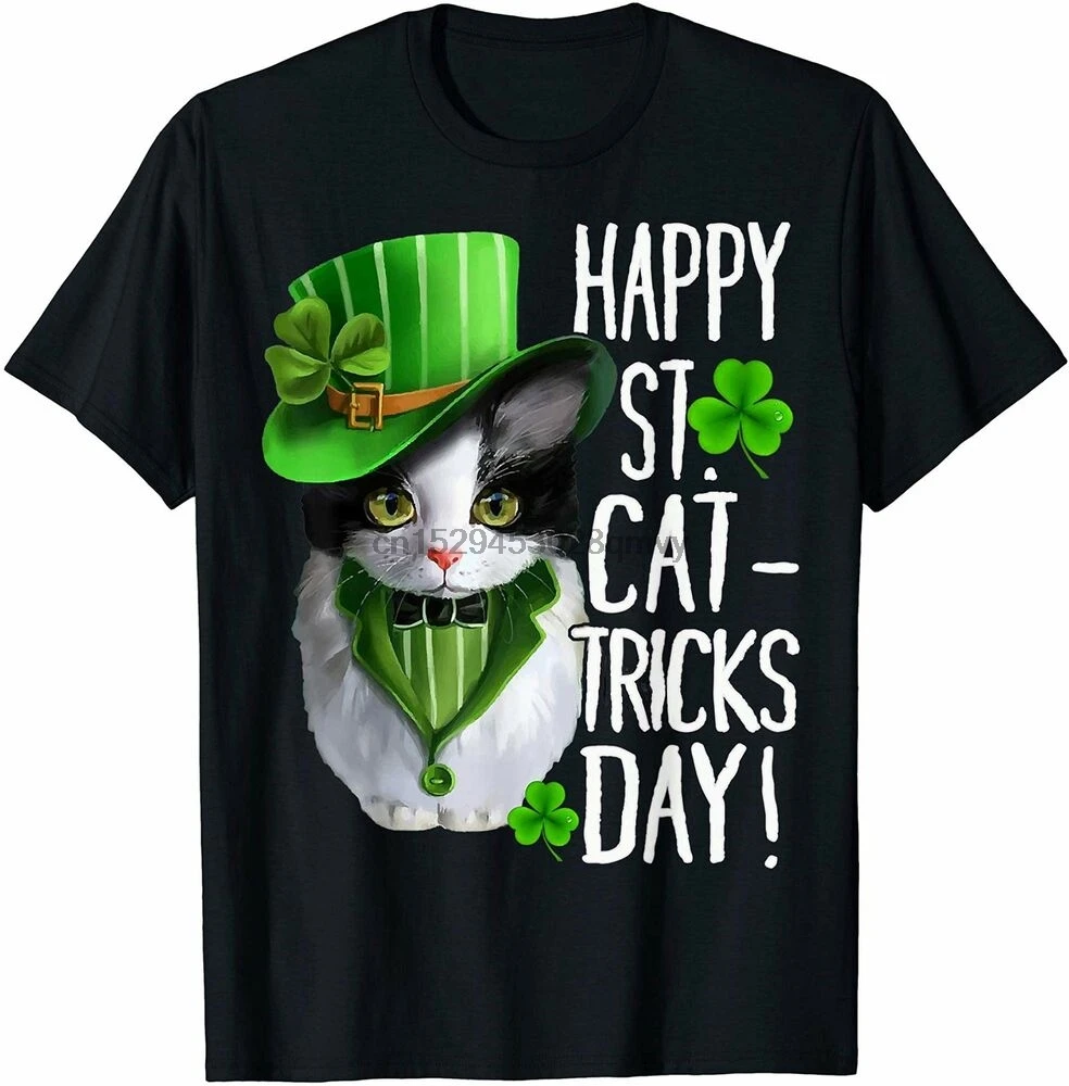 Футболка с изображением кошки шампода лепрекаута счастливого дня пэфокусов