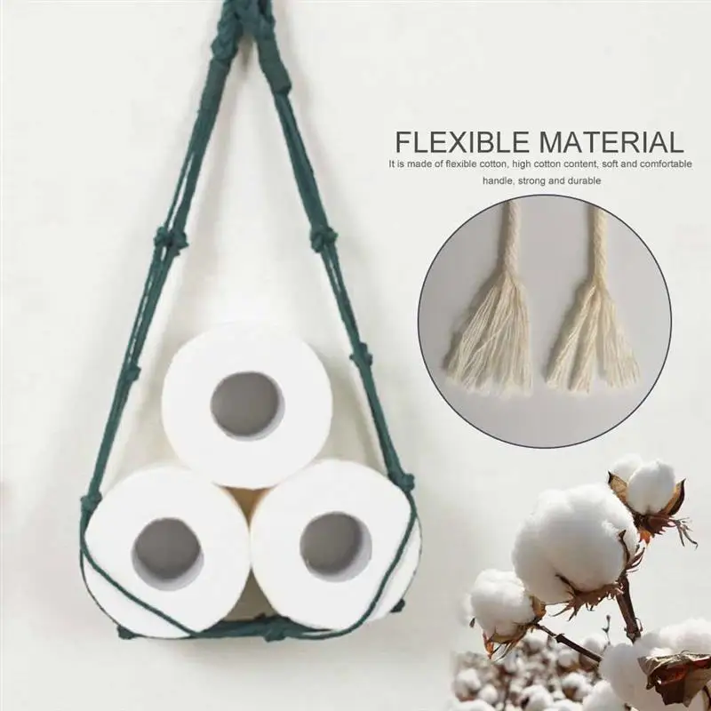 

Hanging Cotton Rope Holder For Toilet Paper Magazine Books Holder Home Hotel Storage Hanging Basket Rack Bathroom Decor