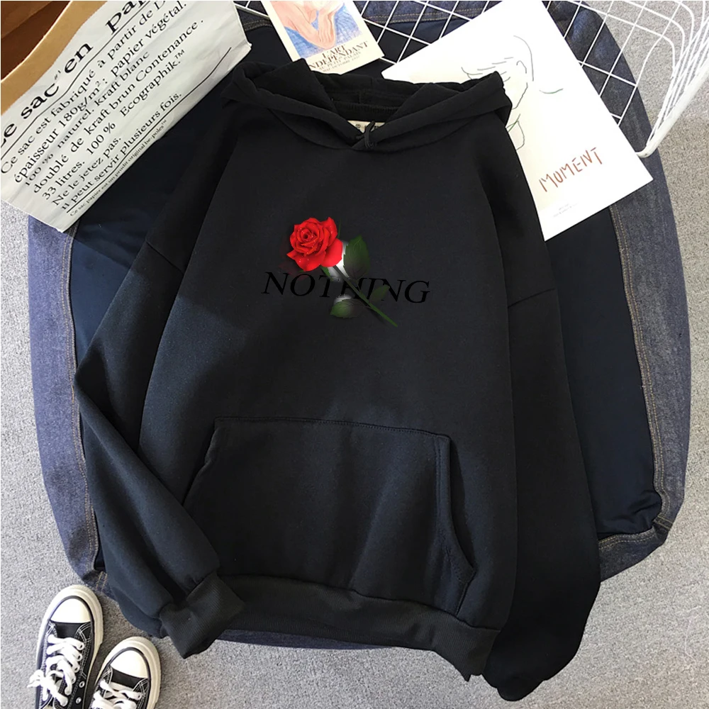 

Casual Sweatshirt Female Pullover Tops Streetwear Autumn Women's Sweatshirts NOTHING Letter Print Long Sleeve Hoodies