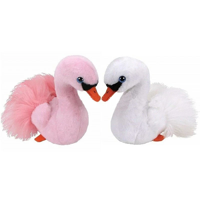 

Ty Big Beanie Boo's Eyes Girls Toy Beautiful Animal White Pink Swan Couple Collection Christmas Plush Toy Gift For Kids 15cm