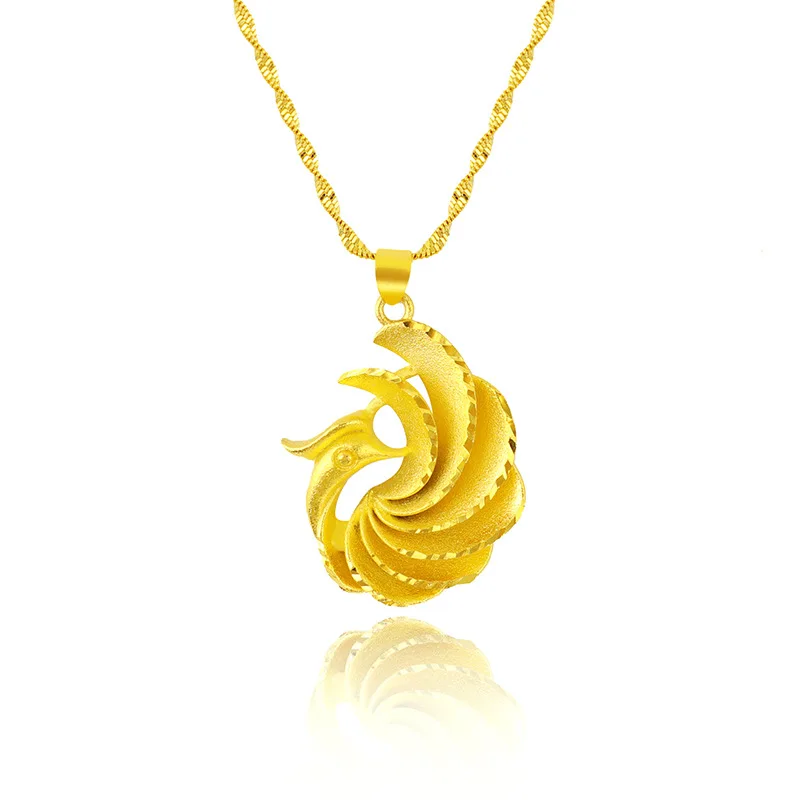 

Vintage Peacock Clavicle Necklace Yellow Gold Filled Womens Pendant Necklace Fashion Jewelry Gift