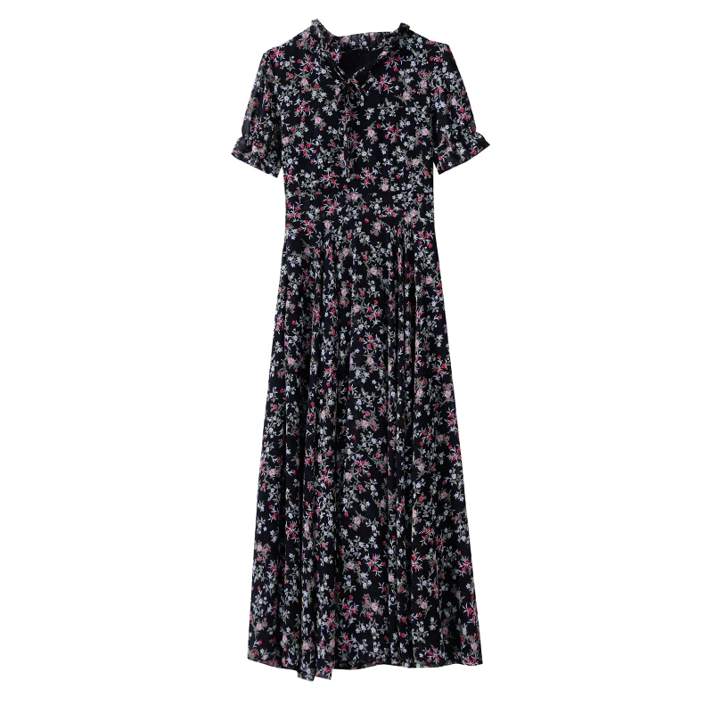 

Summer Women Classy Floral Chiffon Beach Maxi Dresses 2021 Black Print 4XL Plus Size Vintage Midi Dresses Bodycon Party Vestidos