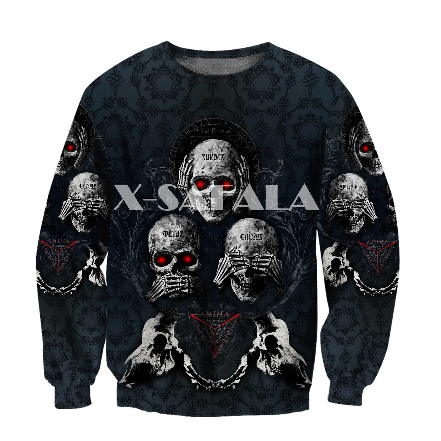 

Hear No Evil See No Evil Speak No Evil Skull 3D Print XS-7XL Hoodie Man Women Harajuku Outwear Zipper Pullover Sweatshirt Unisex