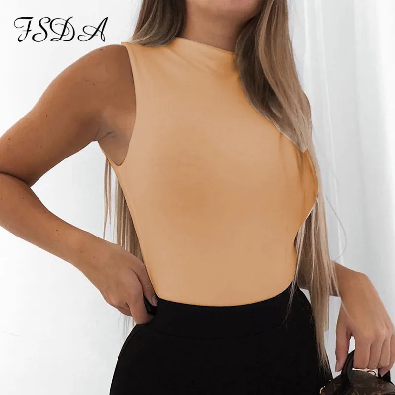 FSDA O Neck Sleeveless Women Bodysuit Sexy Summer Khaki Off Shoulder White Body Top Black Casual Basic Streetwear Bodysuits | Женская