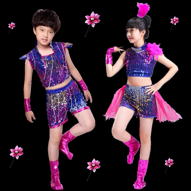 

Girls Sequins Jazz Latin Ballet Dance Costume Leotard Jumpsuit Kids Sleeveless Mock Neck Shiny jazz Costume Feather Costumes