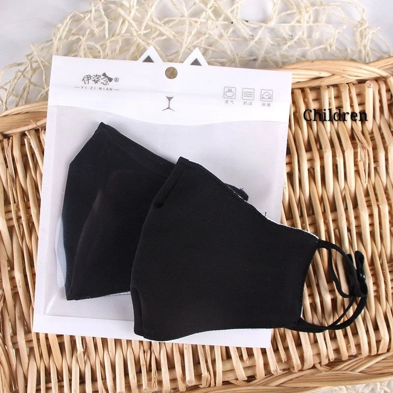 10 шт. хлопковая маска для лица взрослых и детей на открытом воздухе черная модная