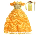 Красивое И Чудовище Белль косплей красивая принцесса детская вечеринка на день рождения детское длинное летнее платье Vestido одежда для маленьких девочек