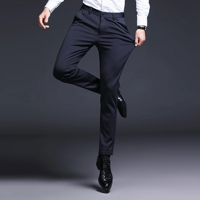 Мужские прямые брюки классические повседневные длинные средней длины для весны
