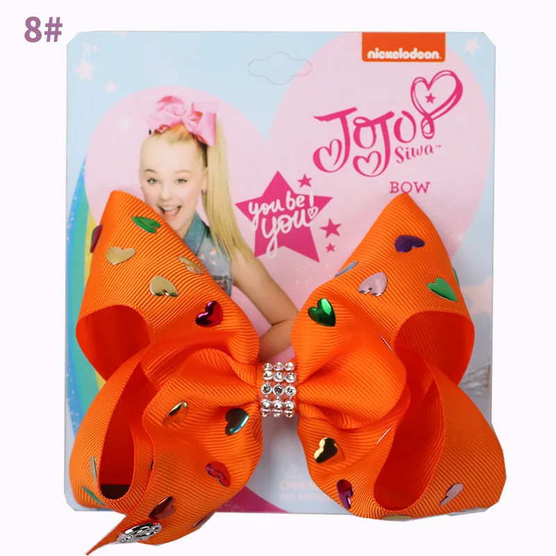 14 шт./лот 5 дюймов JOJO SIWA банты лента бант для волос с зажимы для волос банты Стразы центр Детские волосы для девочек Аксессуары Головные уборы