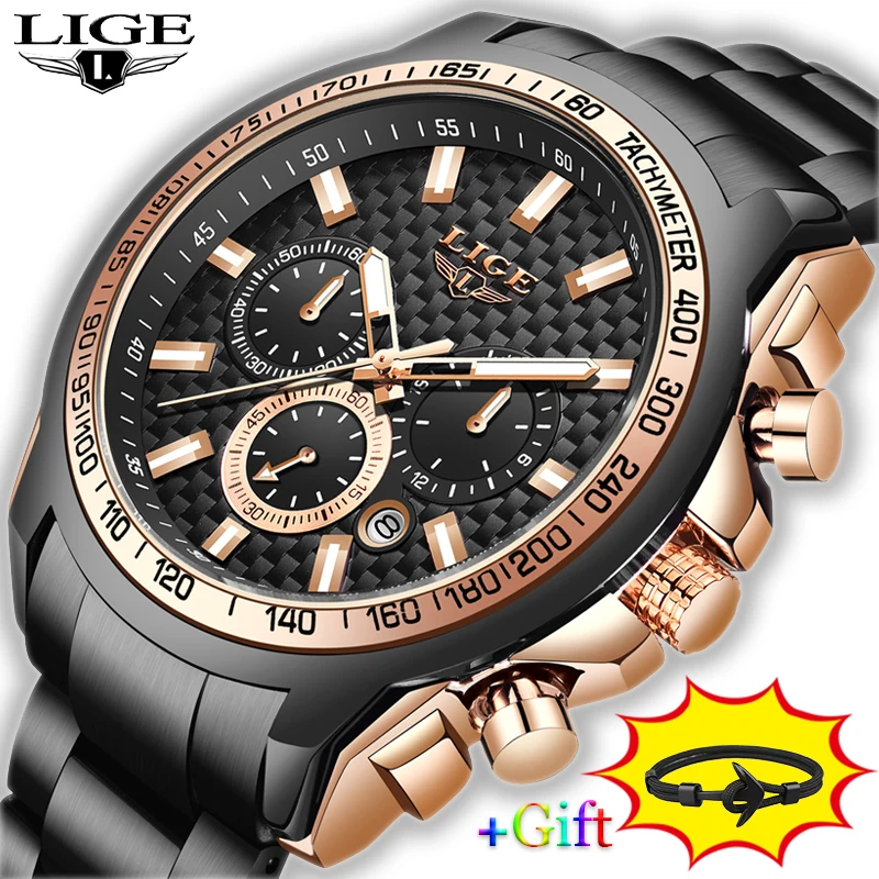 LIGE новинка модные мужские часы Лидирующий бренд Роскошные водонепроницаемые с