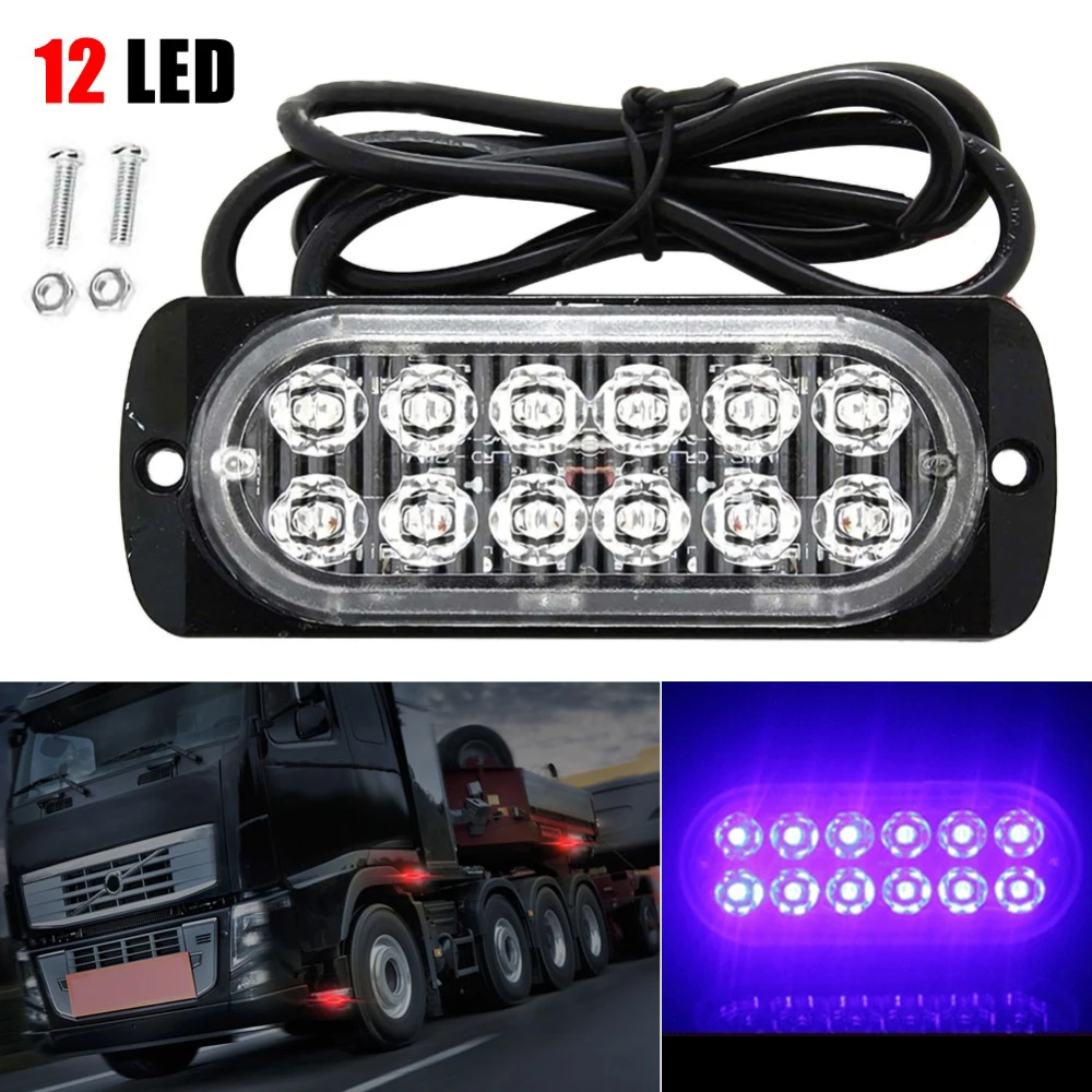 

12Led Amber Flash Flashing Light Strobe Motorcycle Car Emergency Signal Led Lamp Grill Stroboscopic Light Bar Fog Beacon