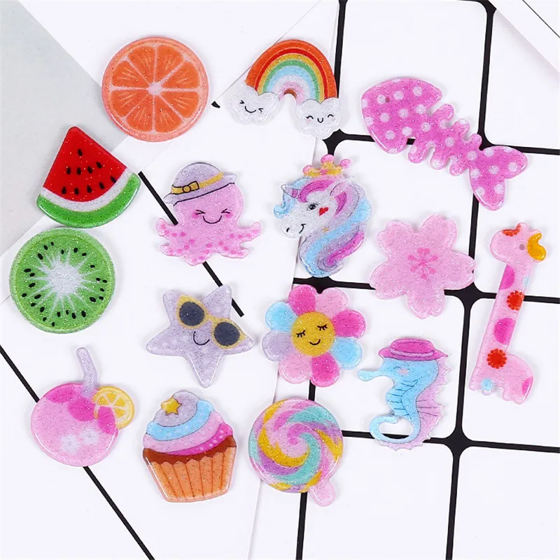 Различные фрукты Единорог иконы супер светильник глина DIY клей для ломтиков