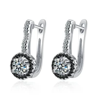 new arrival 30 silver plated bohemia black round crystal ladies stud earrings wholesale jewellery gifts cheap