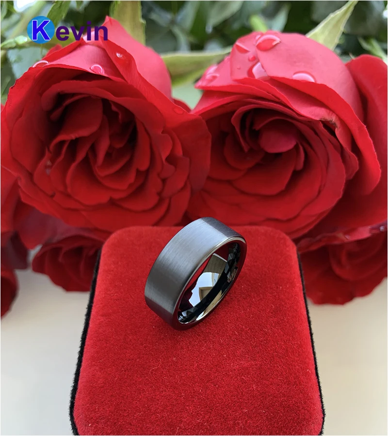 Обручальное кольцо 8 мм для мужчин и женщин вольфрамовое удобное прилегающее