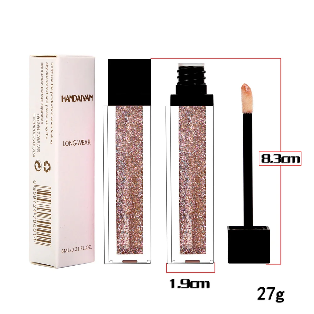 6 цветов бриллиантовый сияющий блеск для губ оттенок стойкий водонепроницаемый