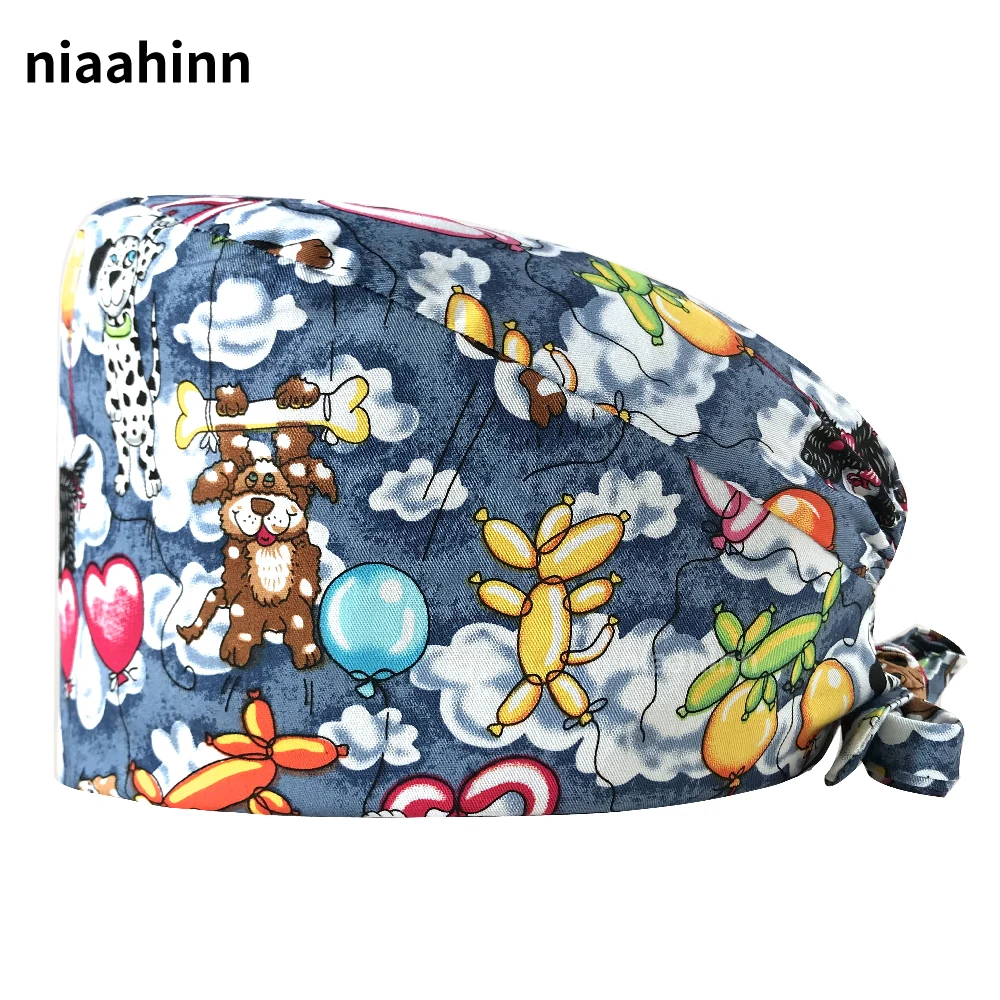 

Doctor Nurse Medical Surgical Caps Print Breathable Cotton Operating Room Hat Surgery Caps Multicolor Dentist Beauty Caring Caps