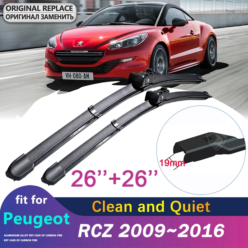 

Front Wiper Blades For Peugeot RCZ 2009 2010 2011 2012 2013 2014 2015 2016 Accessories Auto Glass Wipers Cleaning Washing Goods