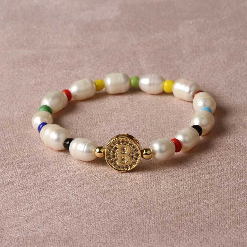 Женский браслет из натурального пресноводного жемчуга 26 букв|Плетеные браслеты|