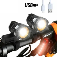 zoomable t6 led bicycle light bike front lamp torch headlight with usb rechargeable built in battery