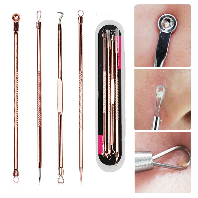 4 5 Pcs Stainless Steel Blackhead Remover Tool Kit Face Massage Whitehead Pimple Spot Comedone Acne Extractor Face Massager