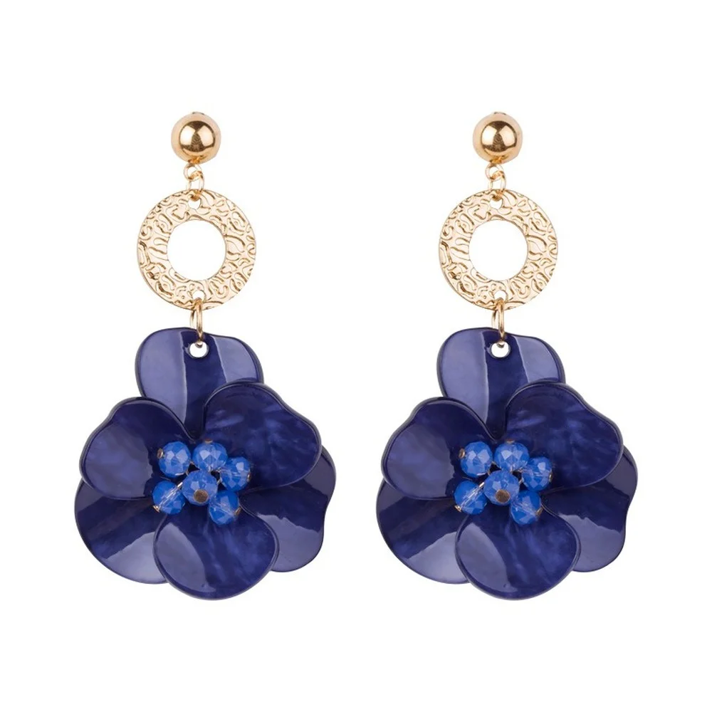 

2021 new European and American fashion ladies party color flower-shaped earrings design fashion trend beautiful style earrings