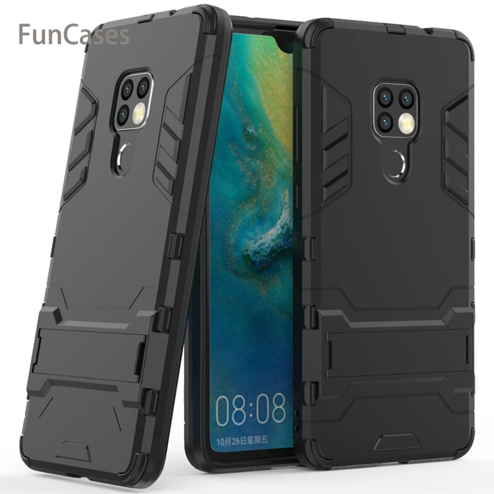 Для huawei mate 20 чехол Роскошный Железный человек Стенд жесткий Броня + Мягкий