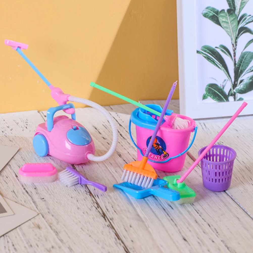 Набор для уборки дома кукол 9 шт./компл. набор Забавный пылесос швабра метла
