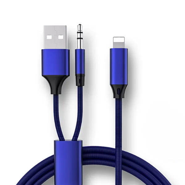 Синий ACCEZZ 2 в 1 Aux аудио адаптер для iPhone 7 8 X XS MAX XR Plus зарядный подслушивающий разъем 3,5 мм разъем для наушников кабель динамика - Цвет: Синий