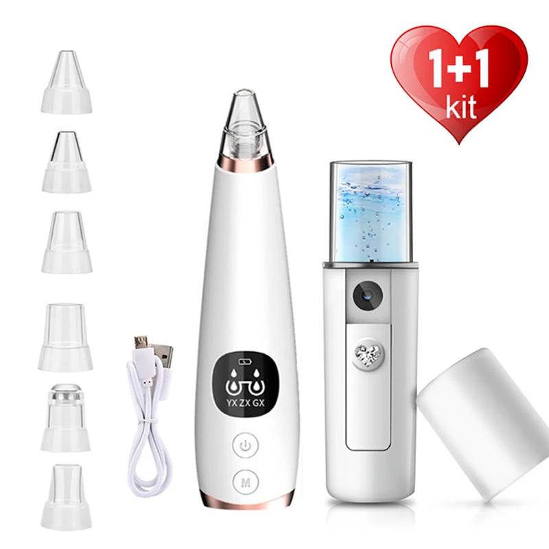 

Microdermabrasion Blackhead Remover Face Skin Vacuum Pore Cleaner Suction Acne Pimple Removal Tool + Mini Nano Facial Steamer 41
