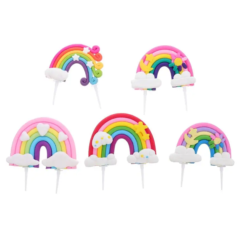 5 шт. Радуга на день рождения торт фигурки жениха и невесты Креативные красочные