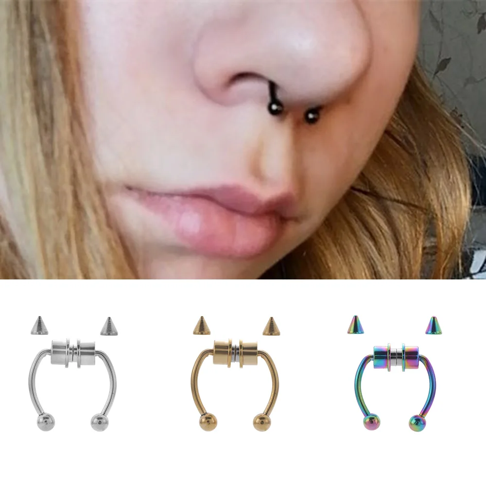 

5 Colors Fake Nose Ring Hoop Nose Septum Rings Goth Magnet Nose Punk Fake Non Piercing Body Jewelry Unusual Costume Jewelry