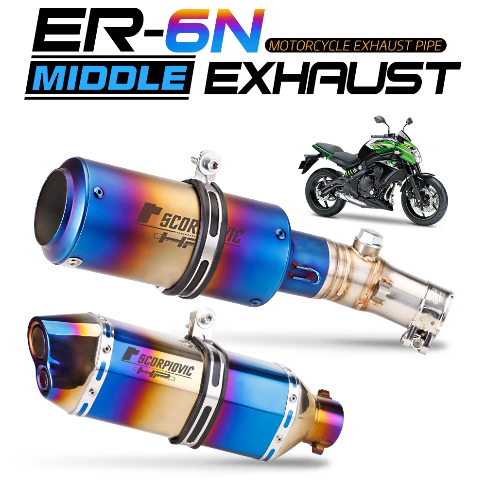 

ER-6N 51mm Motorcycle Exhaust Pipe Muffler Escape Connecting Pipe Front Link Pipe Moto Mid Pipe Accessories For Kawasaki ER6N