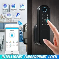 no wiring durable wifi fingerprint rim lock smart card digital code electronic door lock for home security mortise lock