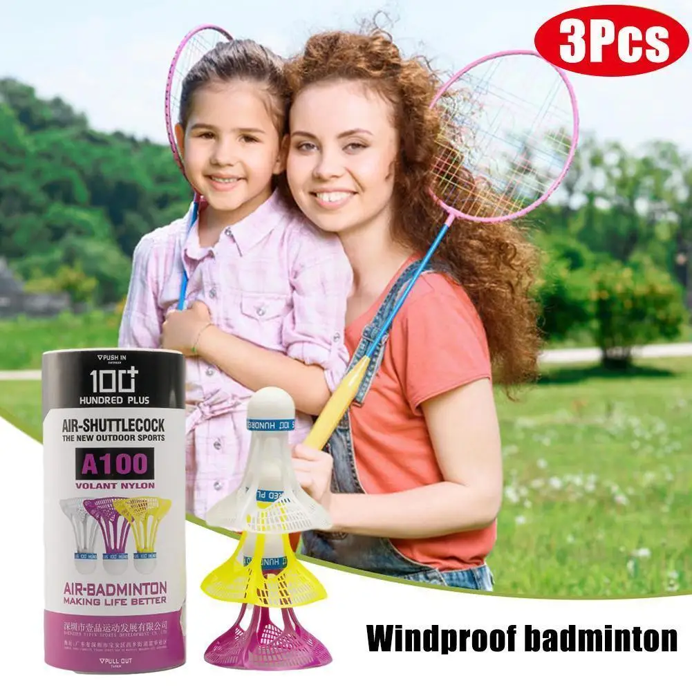 

3 упаковки ветрозащитных и устойчивых нейлоновых тренировок для бадминтона, S6I1 бадминтон для игр на открытом воздухе B7G4