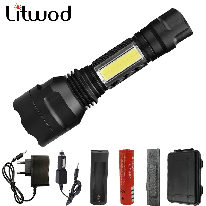 

Litwod Z20 C8-COB LED Flashlight 4000 Lumens XM-L U2 COB 5 Modes Torch tactical Aluminum Lanterna For Camping hunting
