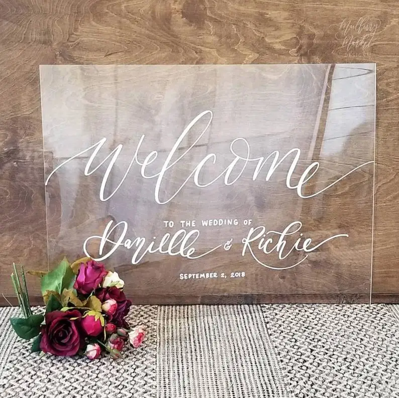 Акриловый Свадебный знак приветствия с персонализированными именами и датой