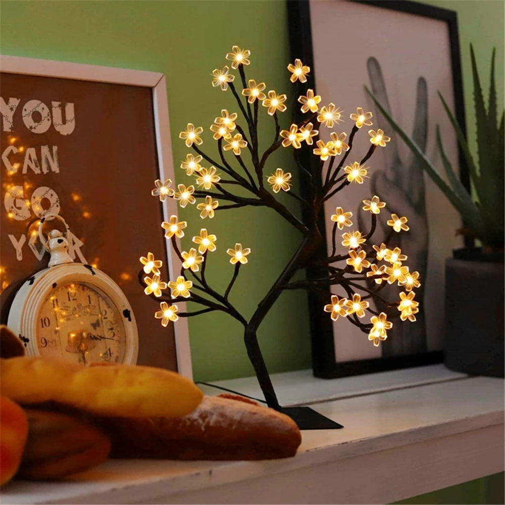 LED Rose Flower Tree Lights USB Table Lamp Fairy Maple Leaf Night Light For Home Party Xmas Christmas Wedding Bedroom Decoration | Лампы и