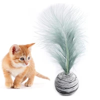 cat toy ball cat feather teaser wand ball toy for kitten cat light foam ball throwing funny interactive plush toy supplies