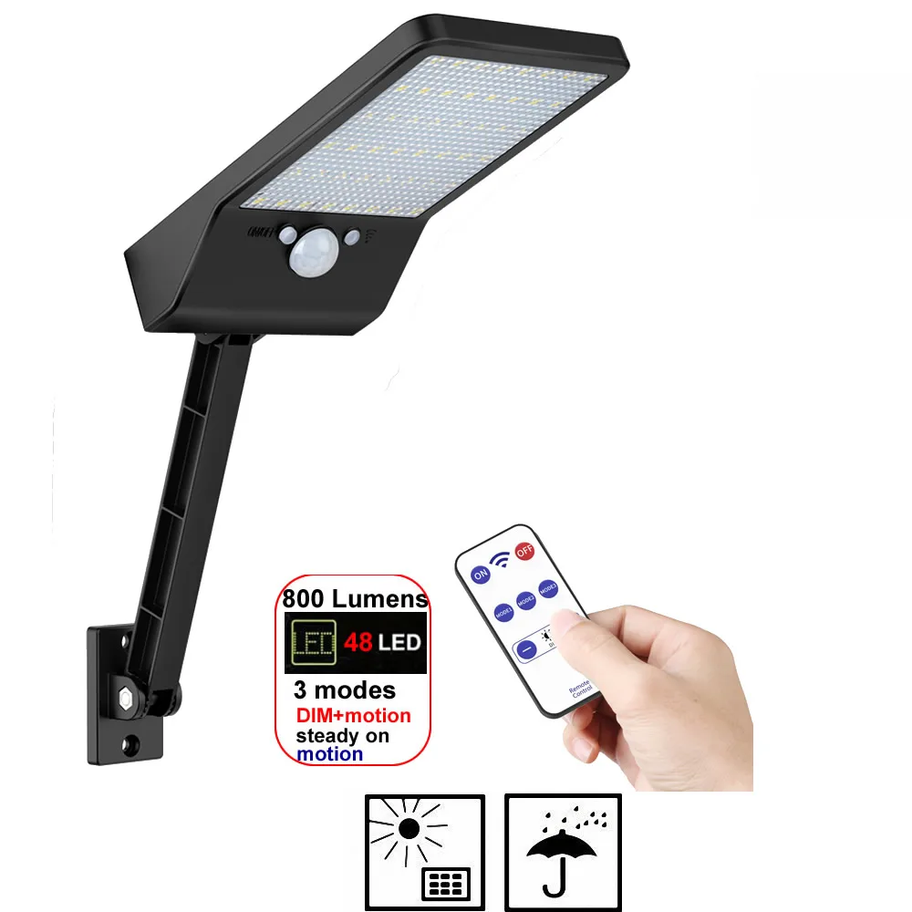 48 Светодиодный 800 лм уличный светильник на солнечных батареях настенный датчик