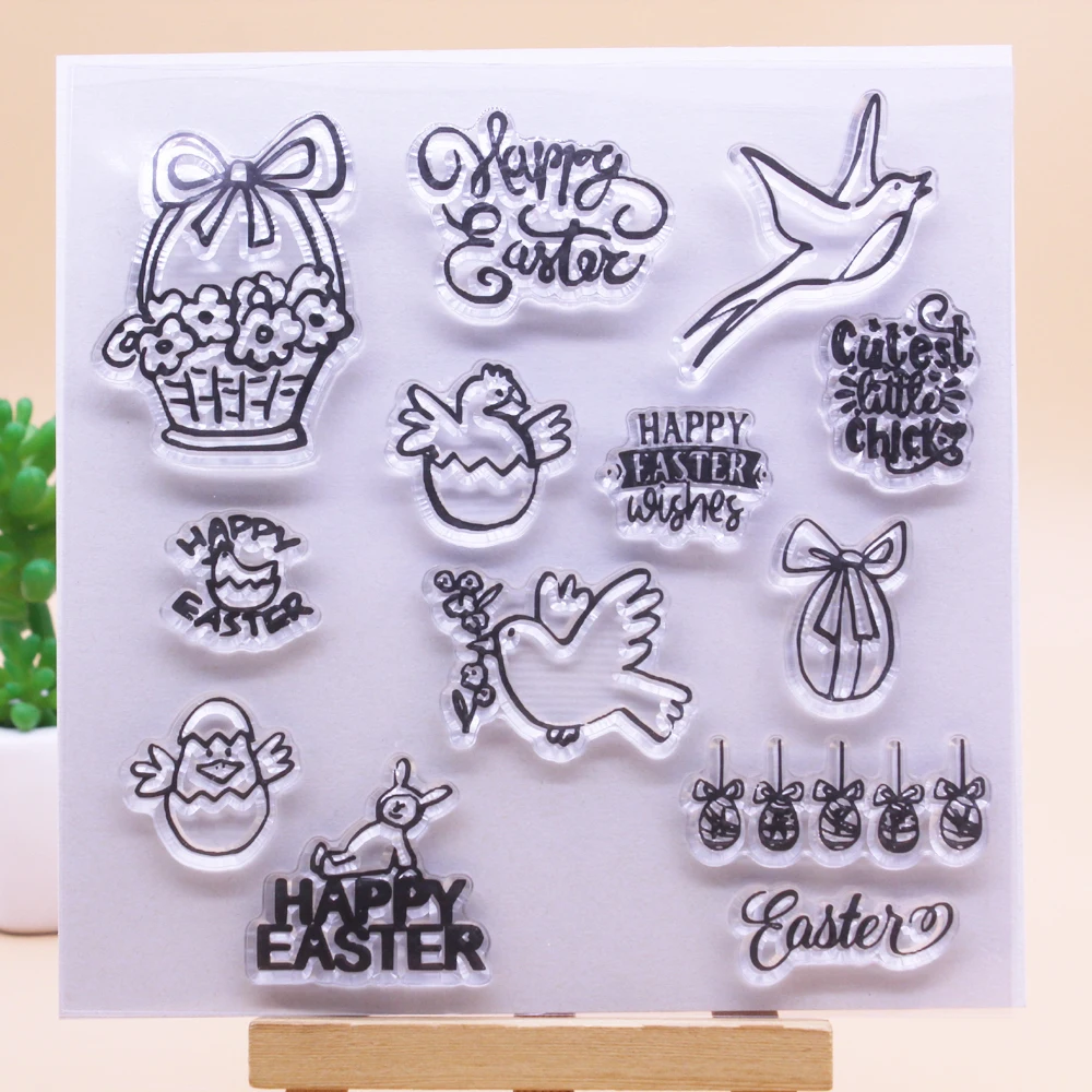 

Счастливая Пасха прозрачные штампы силиконовые уплотнения для «сделай сам» Скрапбукинг изготовление открыток ручной работы