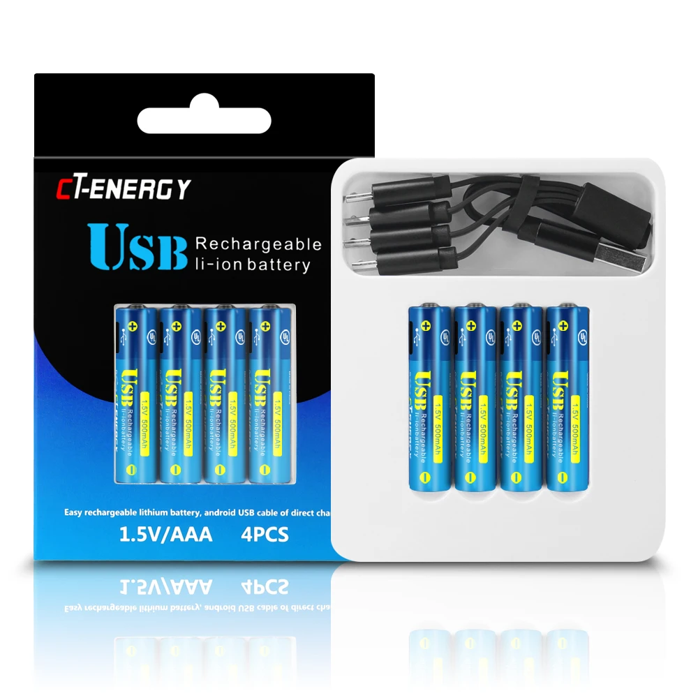 USB перезаряжаемая литиевая батарея AAA в CT Energy 1 5 V 500mAh с usb кабелем|Перезаряжаемые
