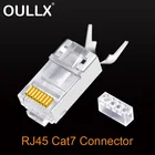 OULLX CAT7 RJ45 разъем сетевого кабеля Разъем RJ45 Cat6A 50U позолоченный штекер Экранированный FTP 8P8C сетевые обжимные разъемы