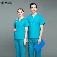 high quality spa uniforms pet grooming institution scrubs set unisex v neck work clothes medical suits clothes scrubs tops pants