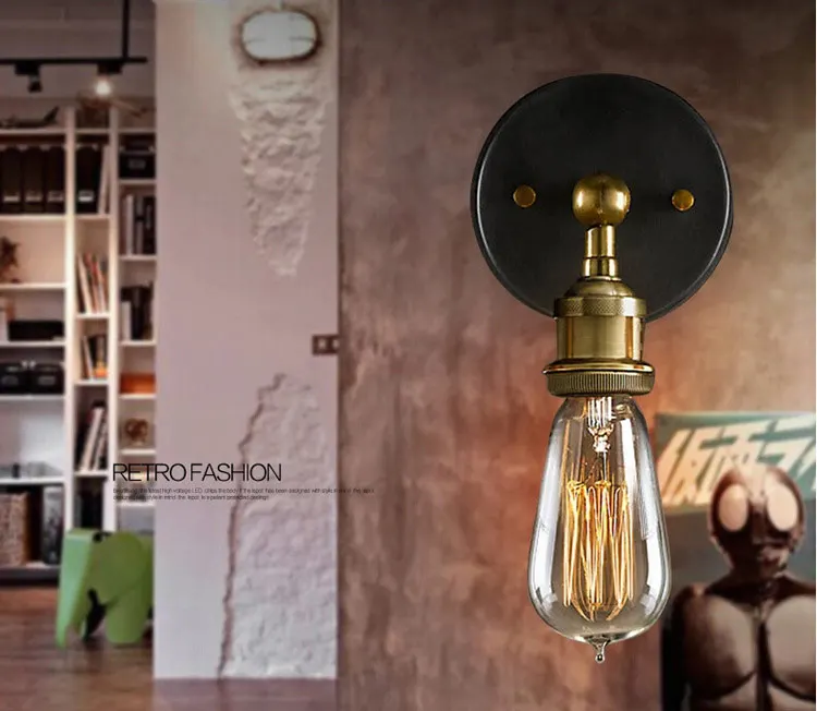 Американский Ретро Бра Настенные светильники Винтаж Лофт E27 лампа покрытая