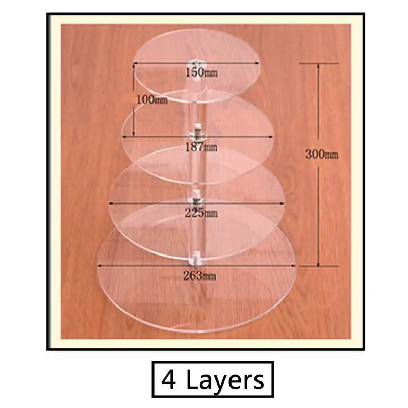 4 Layers 3/4/5 ярусов с украшением в виде кристаллов акриловая подставка для торта круглый держатель для кексов полка одежда для свадьбы, дня рождения чашка стойка для торта украшения инструменты - Цвет: 4 Layers