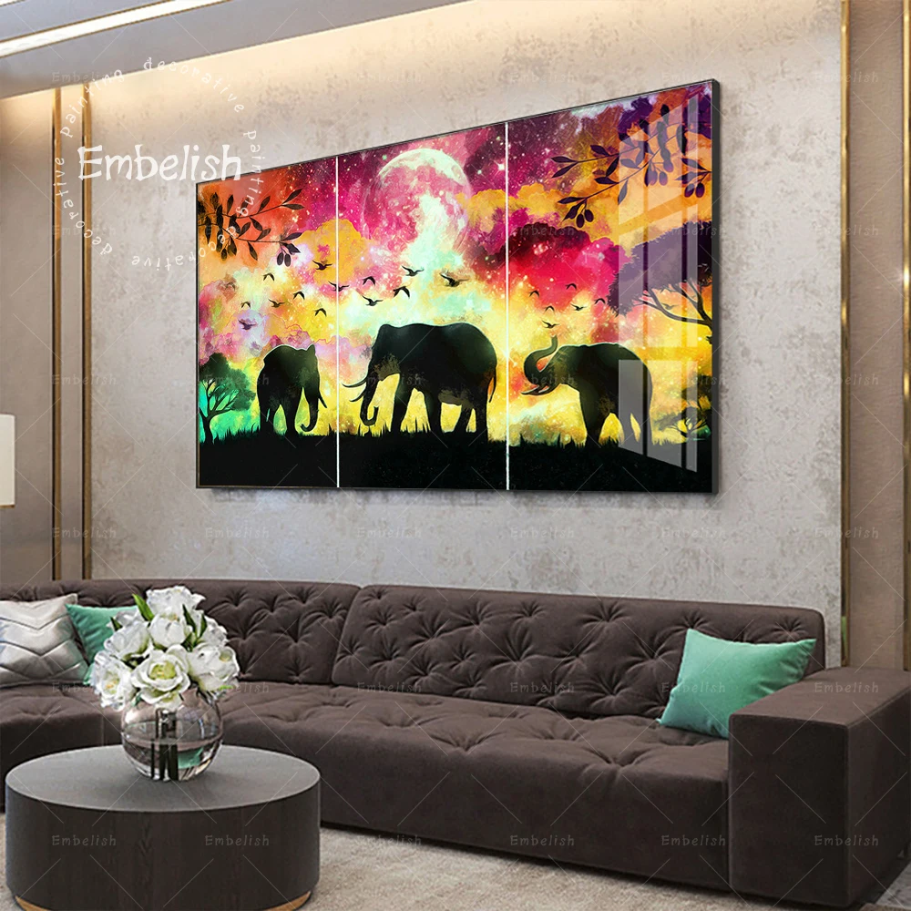 

1 Pieces Wild Animals Elephant In A Forest Landscape HD Canvas Oil Paintings For Living Room Home Decor Caudros Posters Pictures