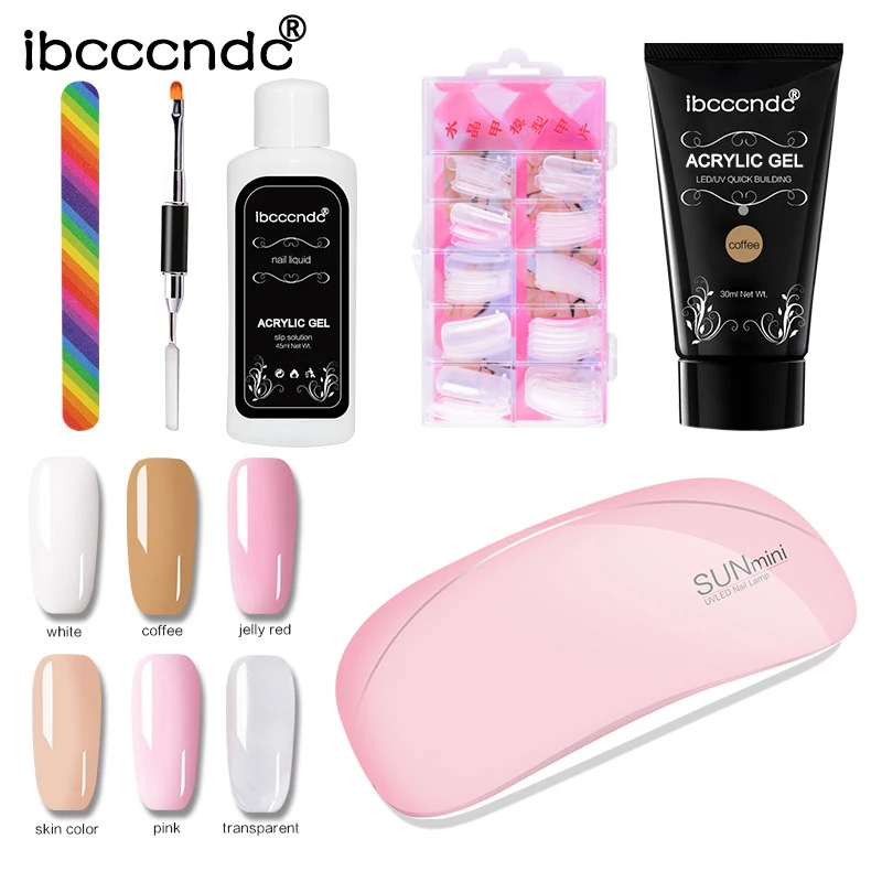 

6pcs/kit Poly Nail Gel Set LED Nail Dryer Clear UV Gel Nail Polish Nail Kit Quick Nails Extensions Hard Builder