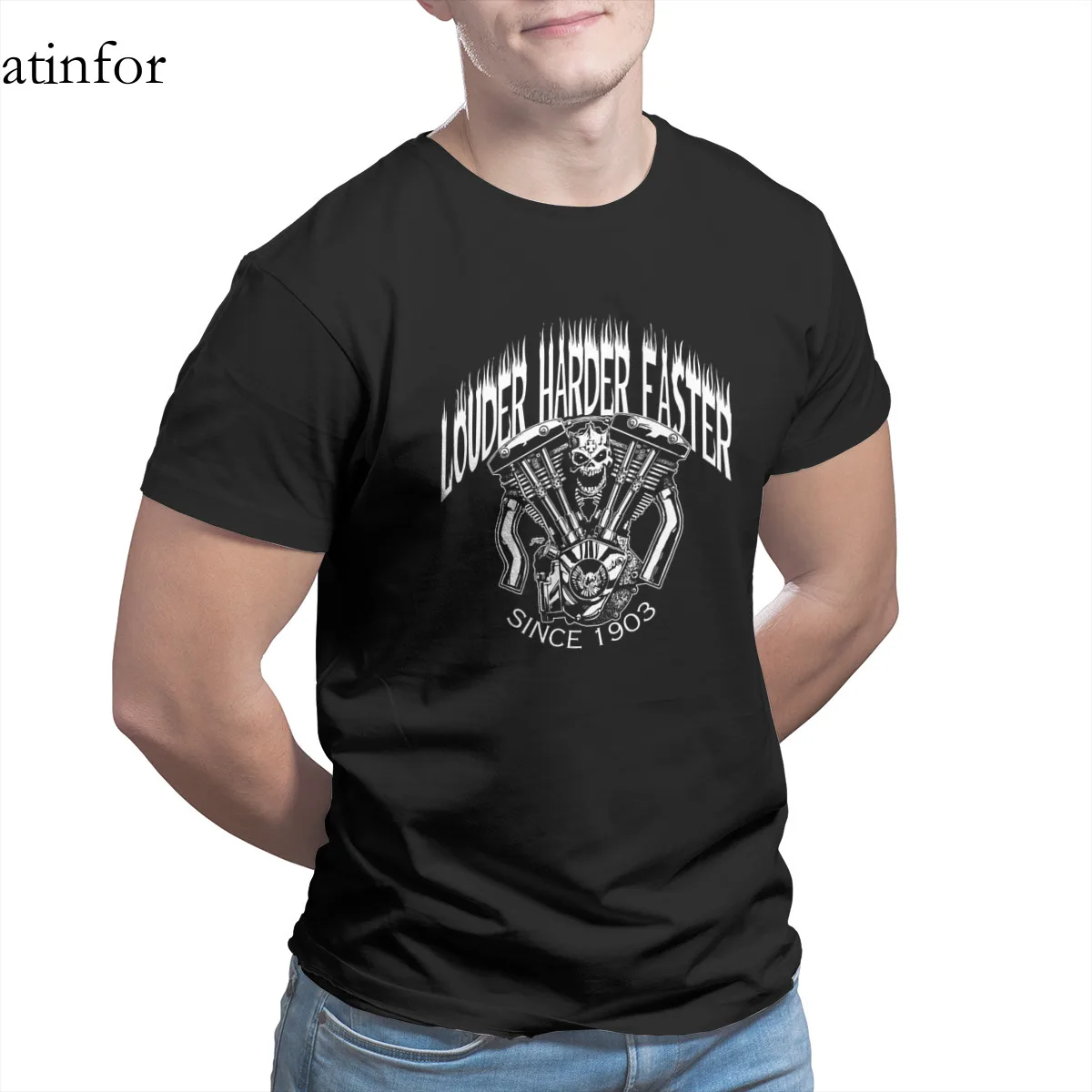 

Louder Harder Faster T-Shirt Print 100% Cotton Cute Cosplay Cool Mens Clothes 25470